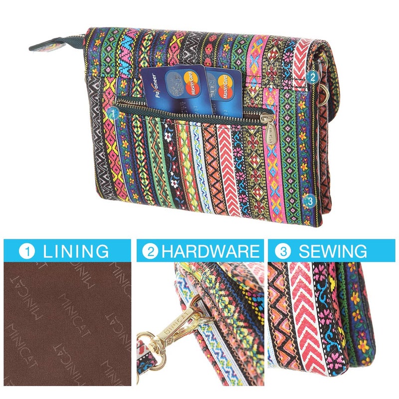 MINICAT RFID Blocking Small Crossbody Bags for Women Vegan Leather Mini Travel Purses Cell Phone Purse Cross Body Bag (Ethnic Style Small) - Image 5